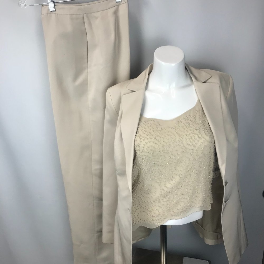 Tahari Arthur S Levine 3 Piece Silk Pant Suit